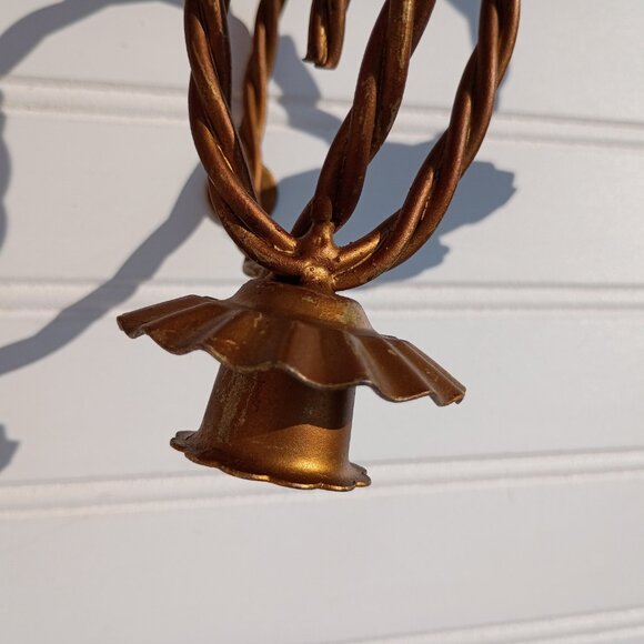 Homco Twisted Rope Gold Metal 5 Arm Candelabra Wall Hanging Candle Sconce Vtg - Picture 14 of 16